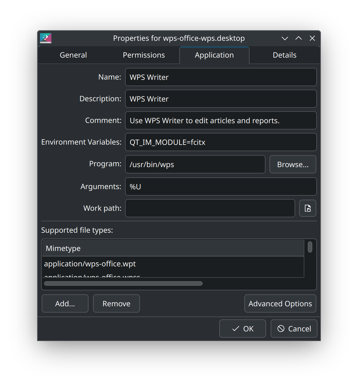 modiy wps environment variable